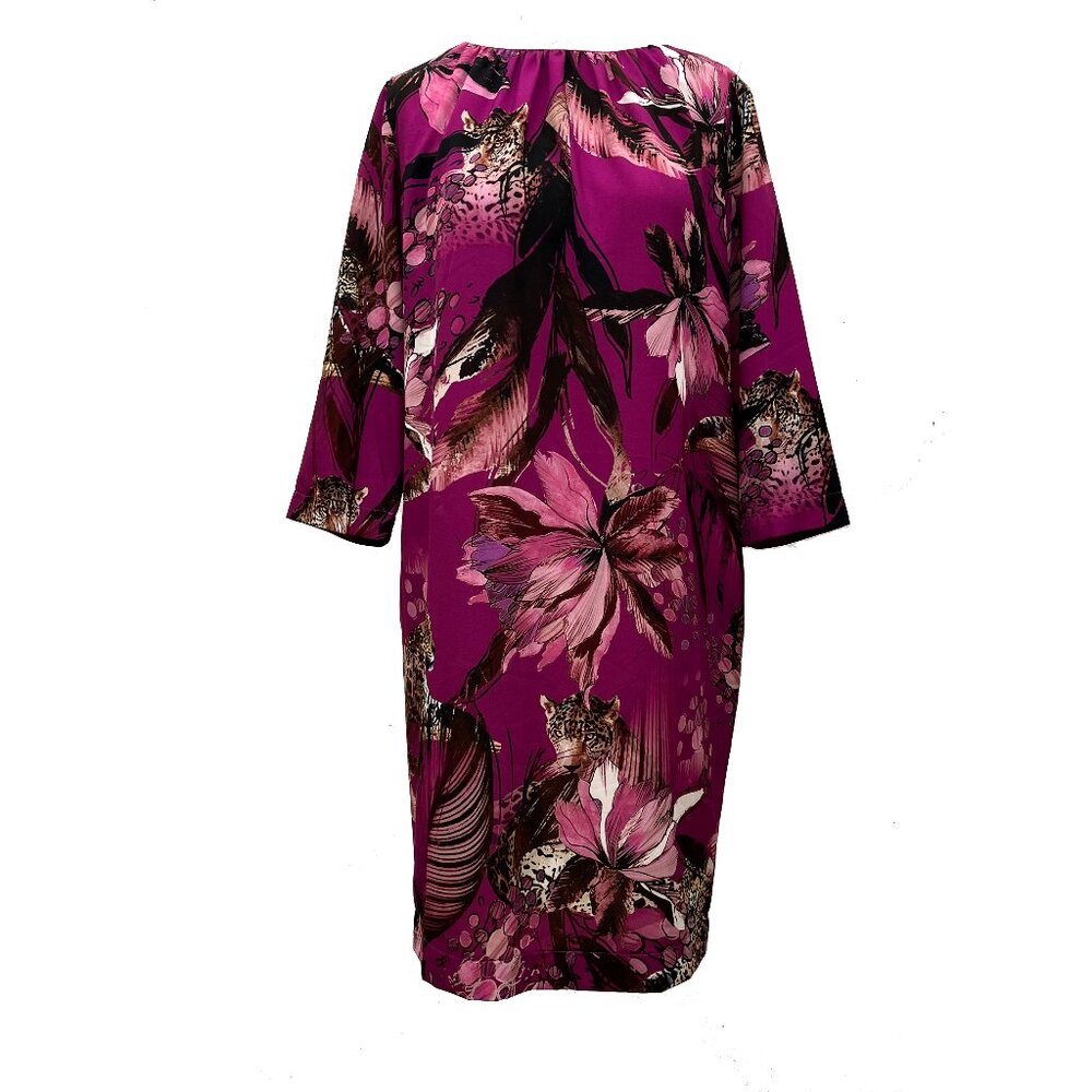 Fuzzi Jean Paul Gaultier Azalea Leopard Floral Shift Dress 42 Womens